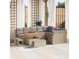 Vidaxl Conjunto De Sofá De Jardim 12 Unid. Bege Vime Pe