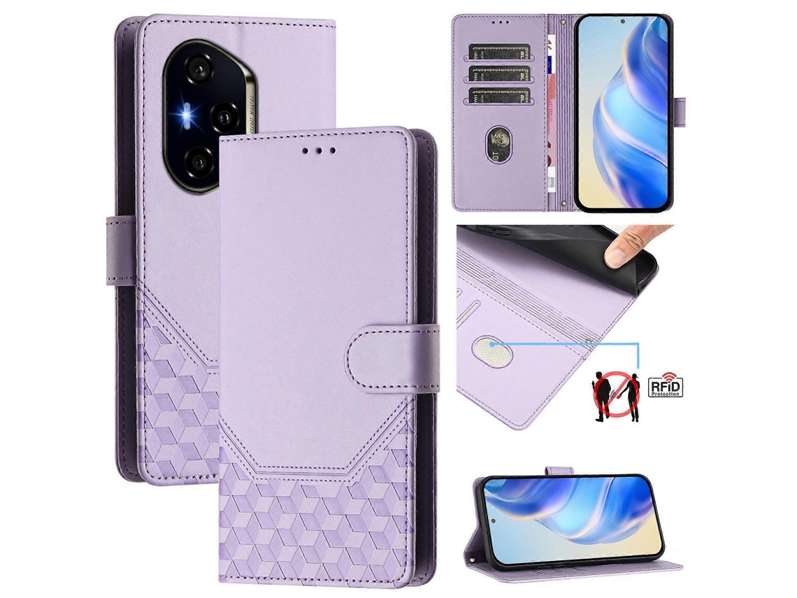 Capa De Couro Para Celular Com Relevo Rfid Em Formato De Favo De Mel