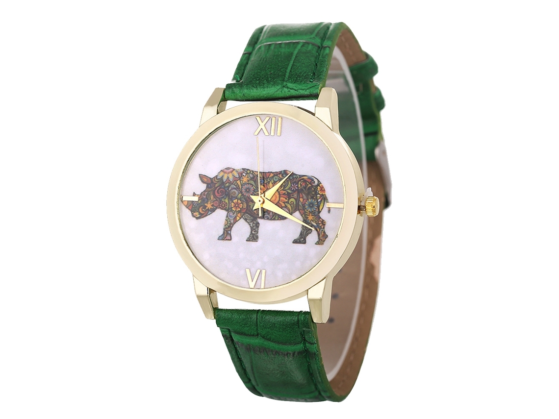Relógio de pulso casual elegante com mecanismo de quartzo e pulseira de couro, ideal para estudantes e mulheres na cor verde.
