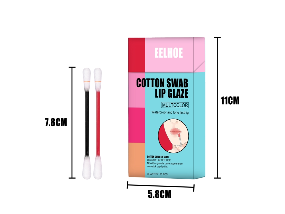 Eelhoe 20 Peças/ Líquido Labial Com Cotonetes Hidratante Duradouro Não Adere A Copos Maquiagem Labial Portátil