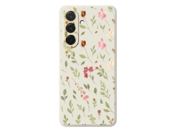 Capa Traseira De Tpu Com Borda Reta E Estampa De Folhas Pequenas Com Estampa De Flores Para Samsung Galaxy A36 5g, Bege
