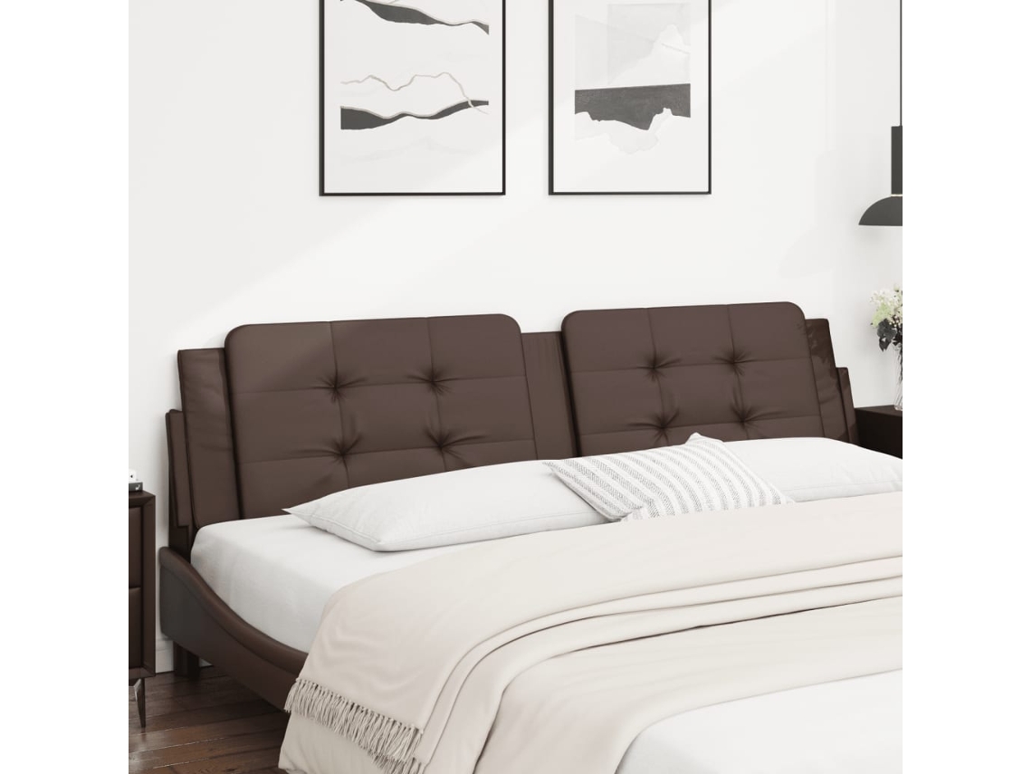 Vidaxl Almofadão De Cabeceira Zadar 200 Cm Couro Artificial Castanho