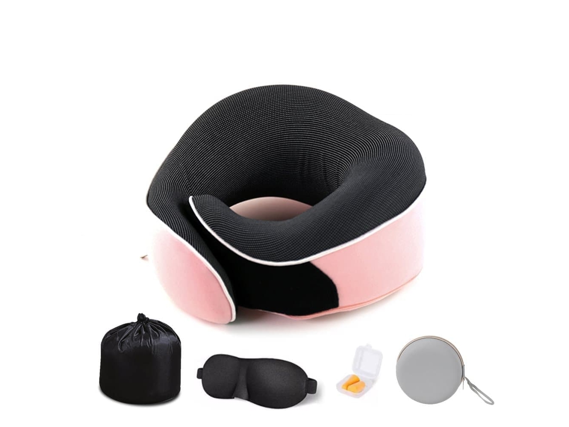 Travesseiro De Viagem Formato U, Em Espuma Viscoelástica, Para Avião E Carro, Travesseiro Ergonômico Para O Pescoço, Capa Lavável_tf Rosa