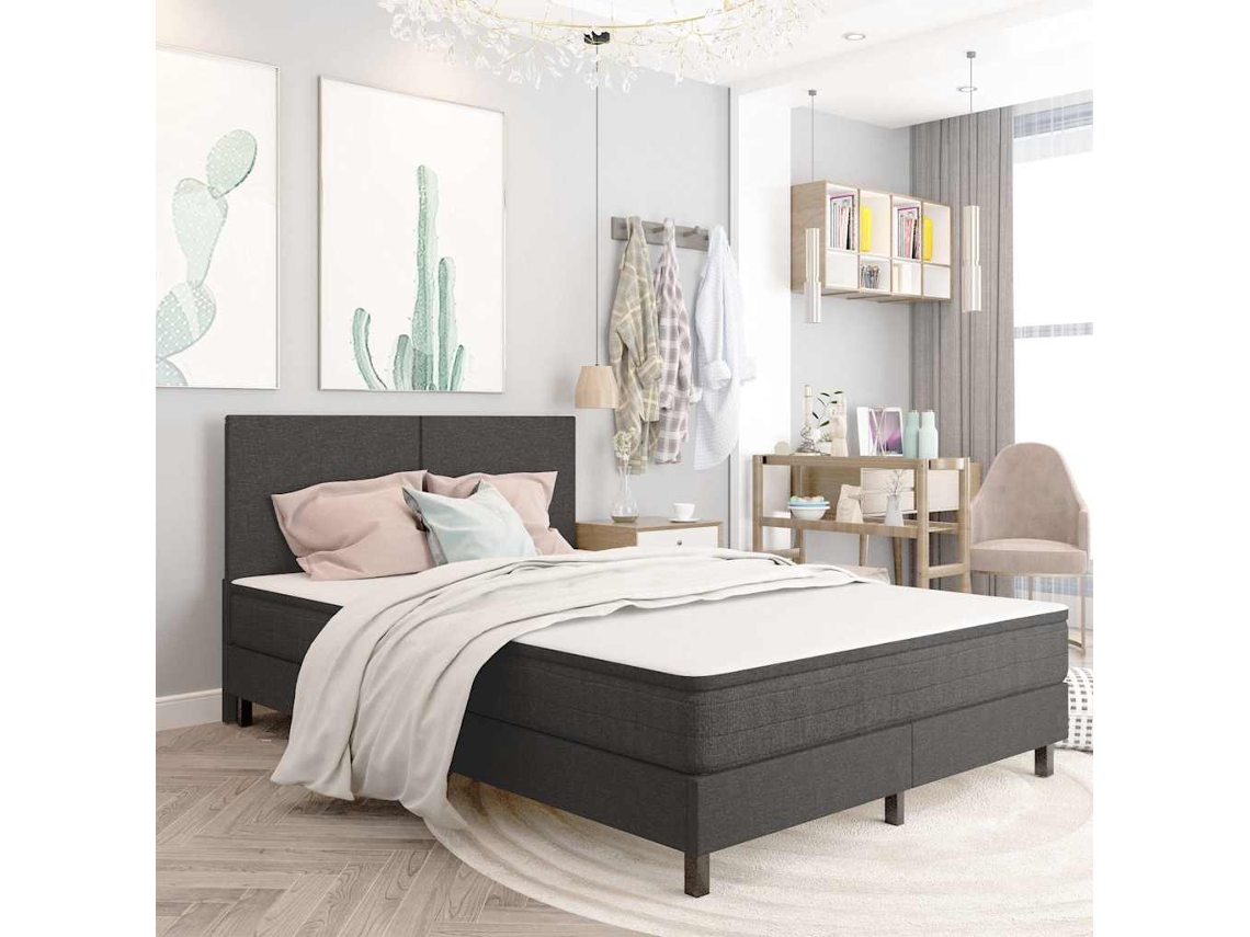 Vidaxl Cama Boxspring 180x200 Cm Tecido Cinzento-escuro