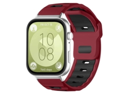 Bracelete Para Huawei Watch Fit 4 Pro / Fit 4 / Fit 3 - Silicone Bicolor - Encaixe Plano Vermelho Vinho + Preto