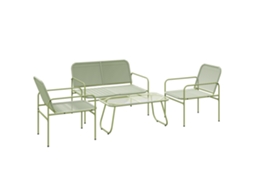 Conjunto Jardim 4 Lugares QINGYU TECH com Sofá, Cadeiras e Mesa de Vidro
