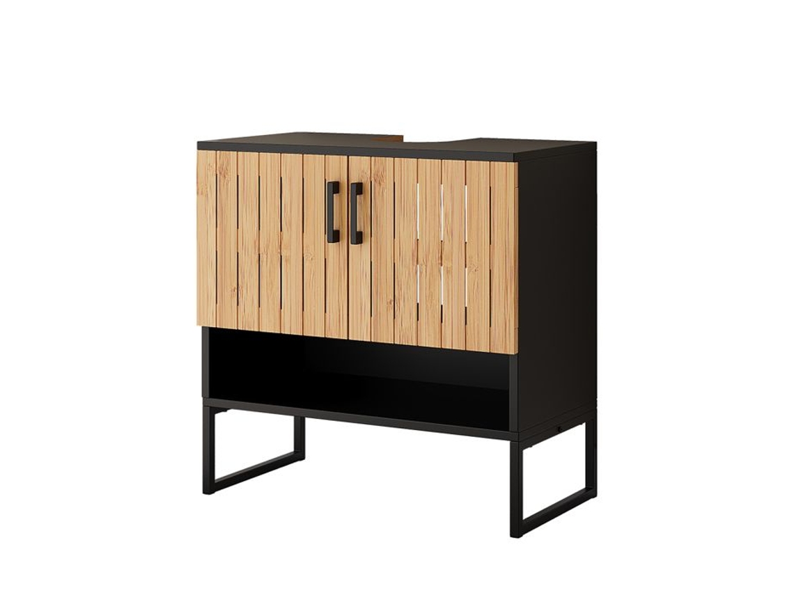 Móvel Sob Lavatório Vayra, 60x65.5cm, Bambu, Preto, Vicco