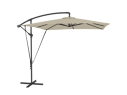 Guarda-sol De Braço Articulado, Guarda-sol De Jardim Para Exterior, Cobertura Ajustável, 8 Varetas, Base Em Cruz E Manivela, 2,5 X 2,5 M, Cáqui