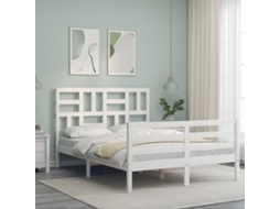 Estrutura de Cama com Cabeceira Madeira Branco (120x200cm)