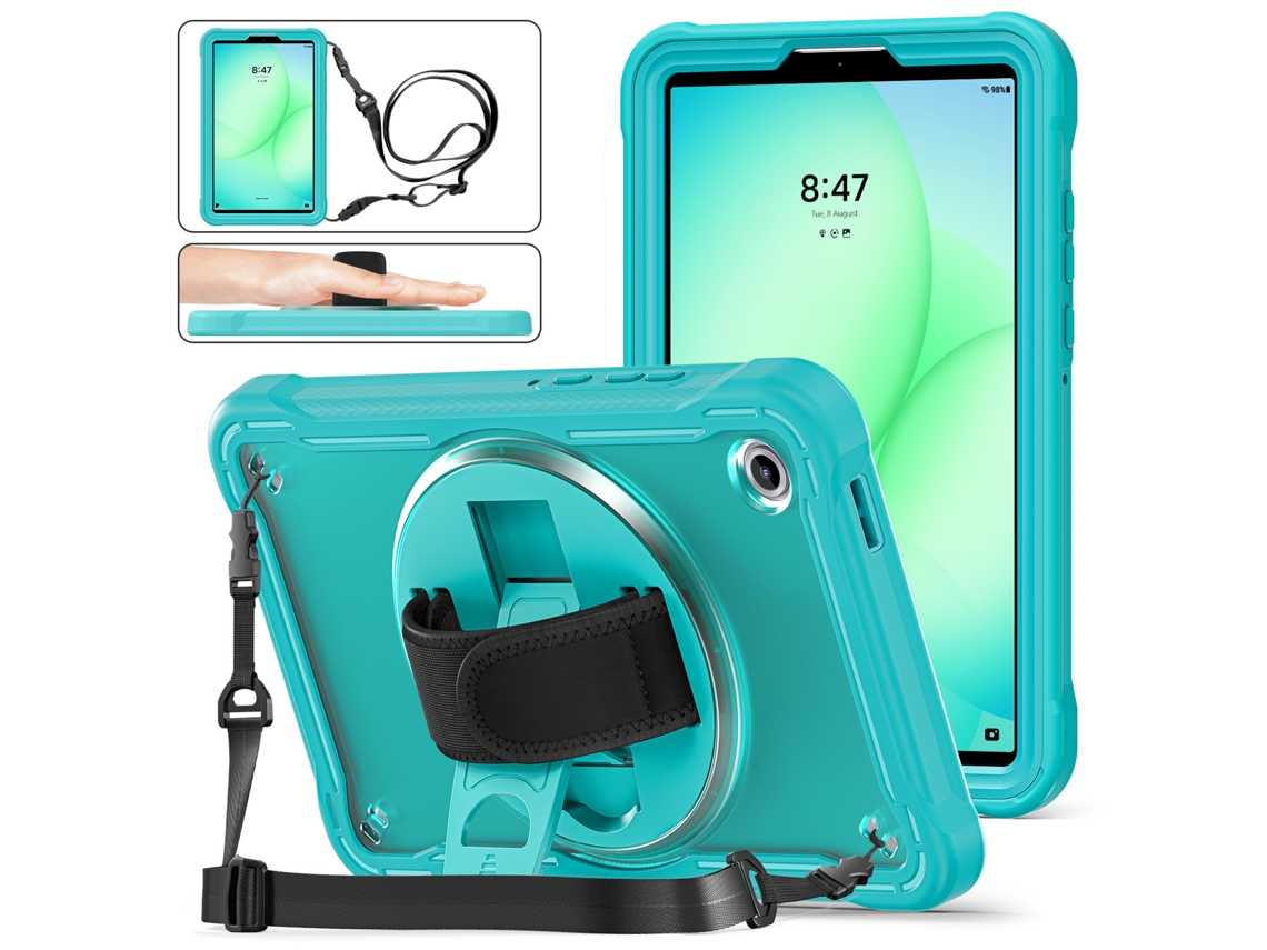 Capa para Samsung Galaxy Tab A11 Plus 11 Polegadas com suporte giratório 360° cinza, azul claro GERTIZ (11)