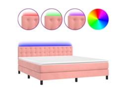 Conjunto 1 Cama Box Spring Vidaxl Cor-de-rosa Veludo (203 X 180 X 88 Cm)