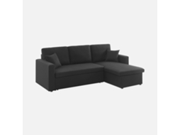 Sofá-cama De Canto Em Tecido,  3 Lugares , Preto
