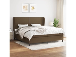 Cama Com Molas/colchão 200x200 Cm Tecido Castanho-escuro