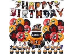 Decoração Para Festa De Aniversário Com Tema De Desenho Animado Naruto, Inclui Balões E Toppers Para Cupcake