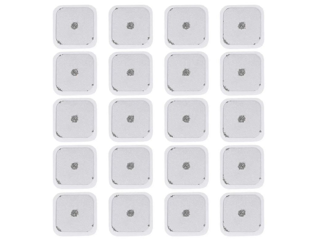 20 Pads Elétricas Tens Reutilizáveis 5x5cm Autoadesivas Compatíveis com Beurer e Unidades Tens Padrão 3.5mm