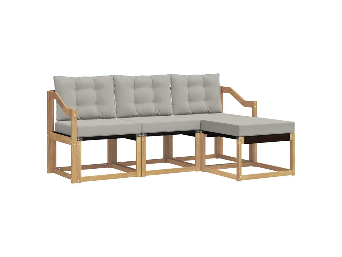 Vidaxl Conjunto De Sofás Para Exterior 4 Pcs Branco E Cinzento-claro