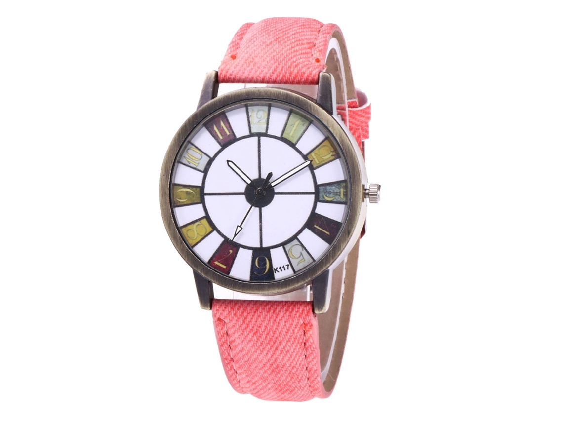 Reloj De Pulsera Casual Para Hombre Y Mujer Con Correa De Denim Rosa Zhoulianfa