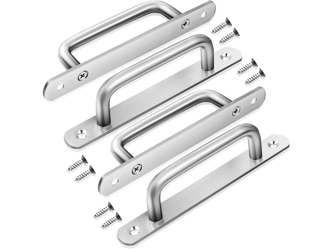Conjunto de 4 puxadores de porta internos e externos em liga de alumínio de 7,09 polegadas, ideais para armários e closets.