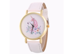 Reloj De Pulsera Para Mujer De Moda Cuarzo De Piel Pu Casual Blanco