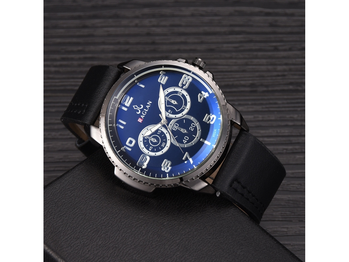 Reloj Digital Clásico De Moda Para Hombres Con Correa De Pu Y Dial Azul