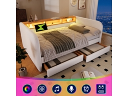 Sofá-cama 140x190 C/ Led Usb-c, 2 Gavetas E Linho Bege