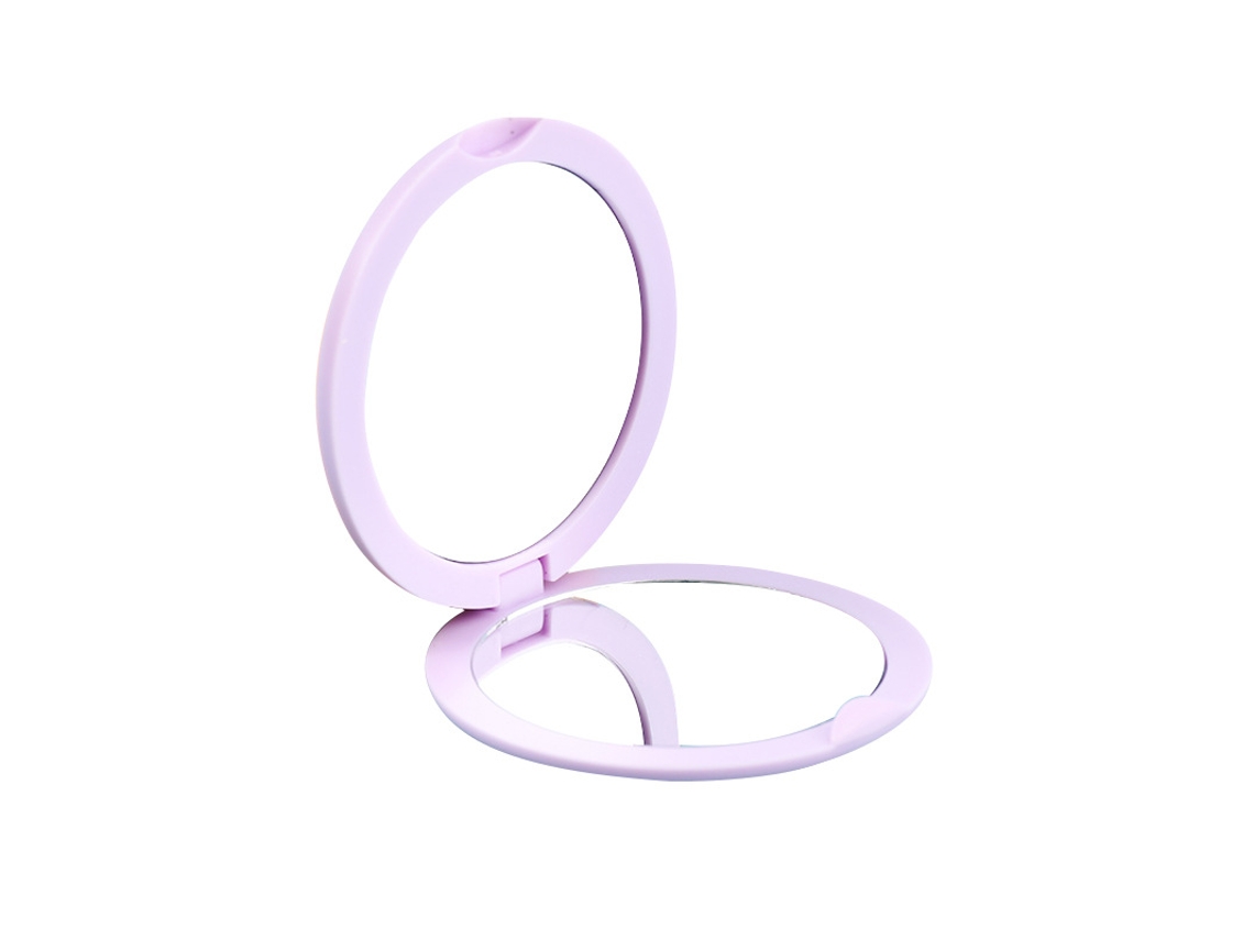 (roxo) Mini Espelho De Maquiagem Portátil De Dupla Face, Item Essencial Para Viagens, Espelho Redondo Dobrável