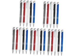 Conjunto De 5 Canetas Esferográficas Neutras Metal Com Ponta Preta,