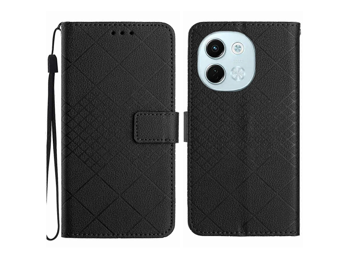 Capa De Couro Com Textura De Grade Rômbica Para Celular
