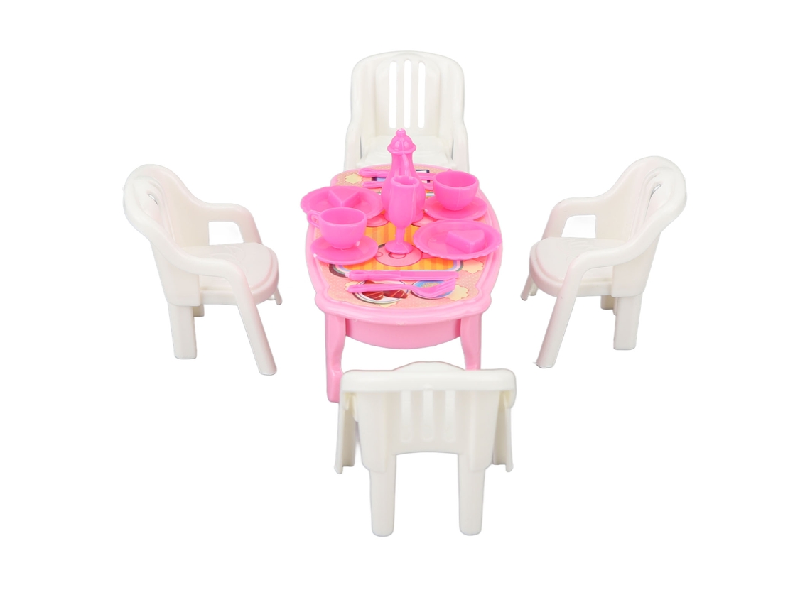 Mali mesa e Cadeiras de Jantar em Miniatura 1:16 para Casinha de Bonecas Tipo 3