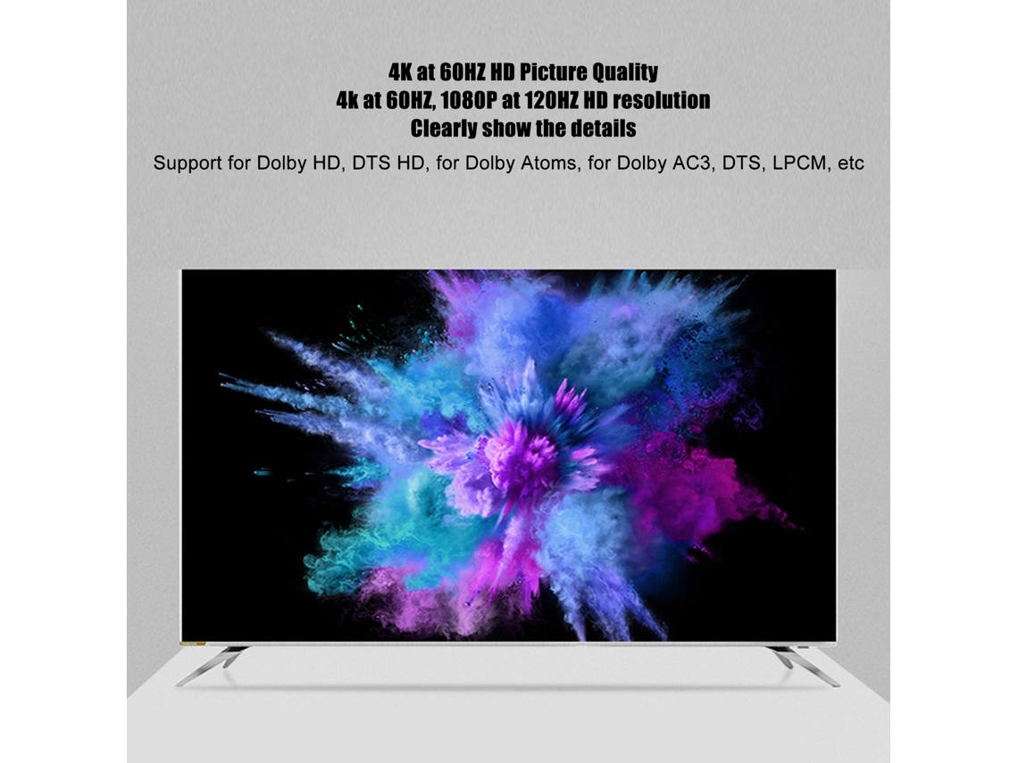 Interface multimídia com extrator de som de 5 portas, HD 4K 60Hz HDR, divisor ARC com controle remoto e tomada americana | S/MARCA