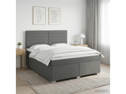 Vidaxl Cama Box Spring Com Colchão Cinzento-escuro 140 X 200 Cm Tecido