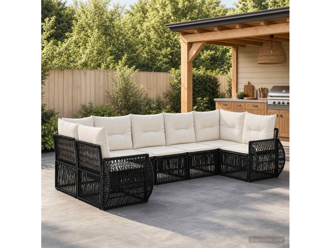 Vidaxl Conjunto De Sofá De Jardim 7 Unid. 7-número De Lugares