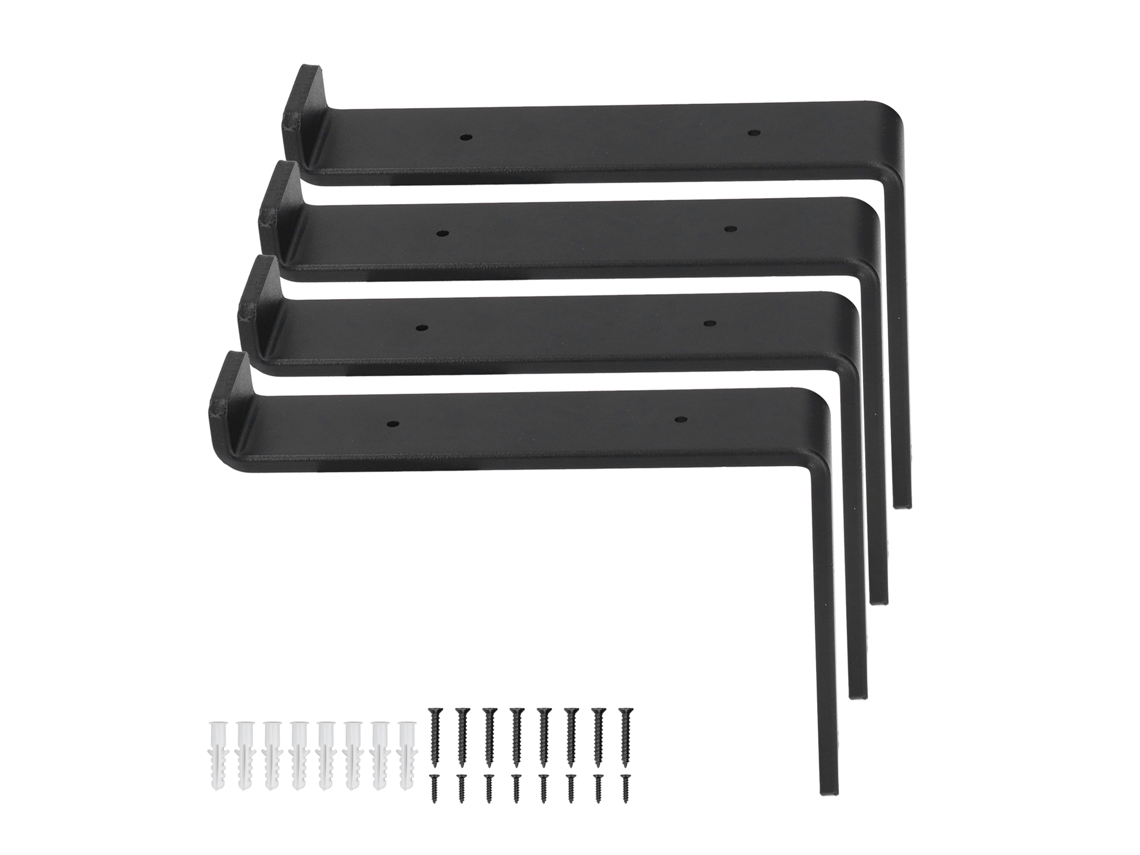 4pcs Suporte de Prateleira de Aço Carbono Preto S/MARCA