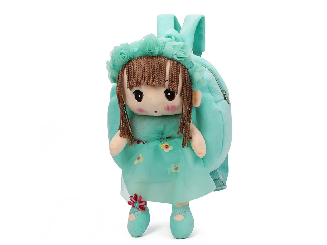 Adorable Mochila De Peluche Em Forma De Fada Das Flores Para Meninas, Cor Verde