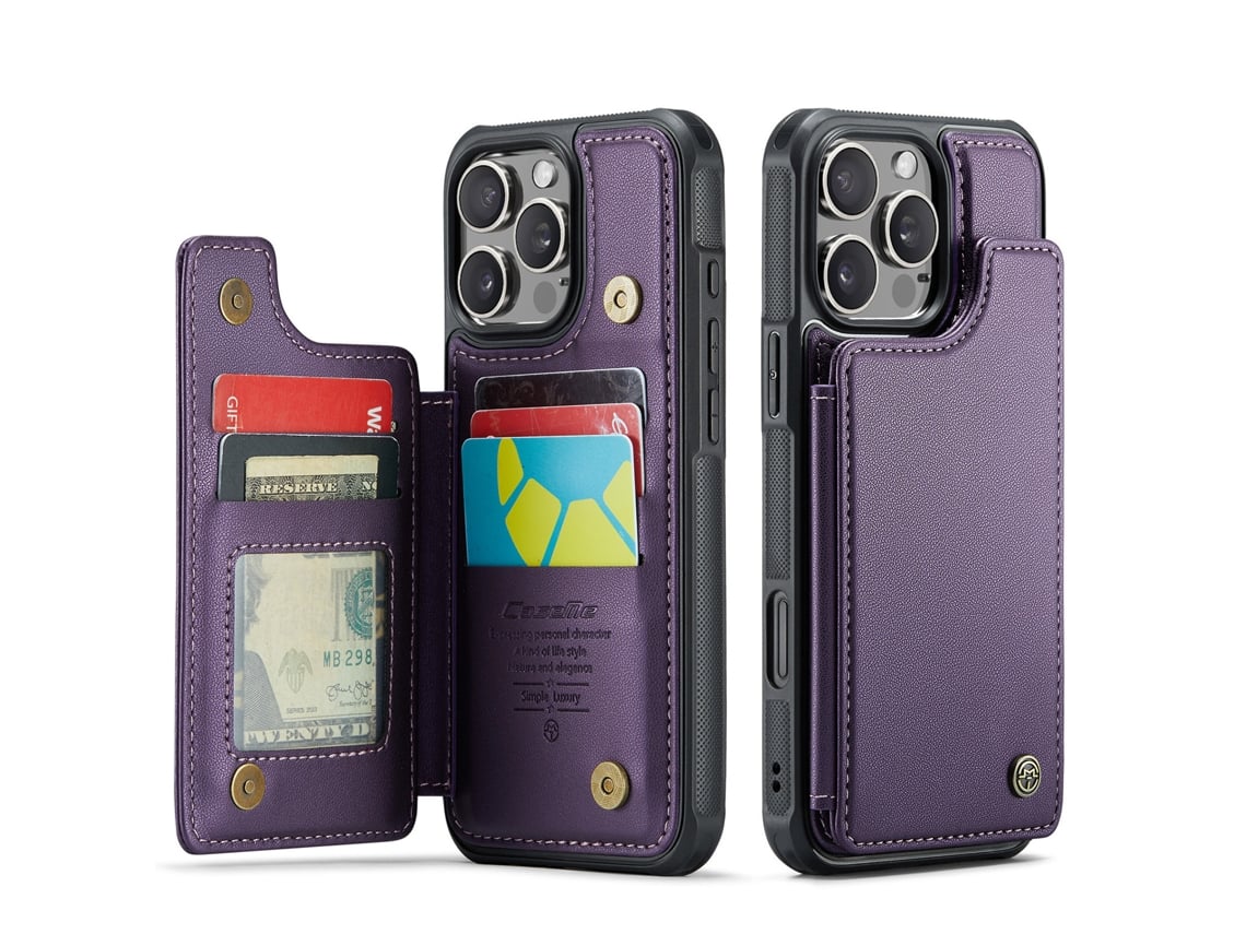 Capa Para Celular Flip Com Compartimento Para Cartõesroxo - Iphone X/xs