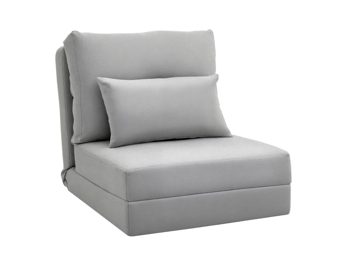 Sofá cama VISTA com almofada e encosto ajustável, cinza claro, 1 lugar