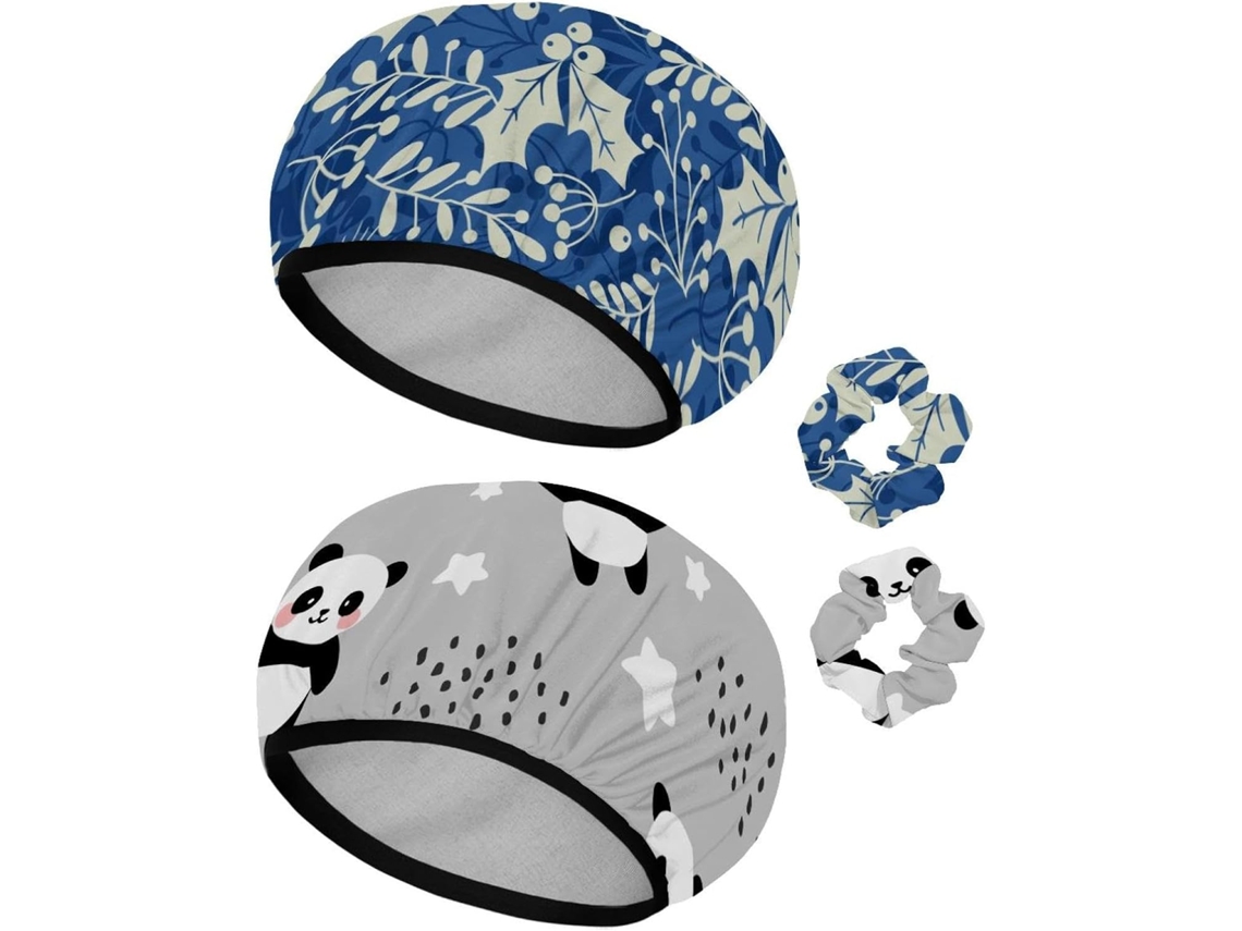 Conjunto De 2 Toucas Banho Reutilizáveis Com Elástico Para Cabelo, Touca De Banho Elástica Impermeável Para Cabelos
