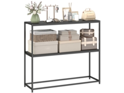 Mesa de Aço com 2 Prateleiras, 100x30x87cm Preto