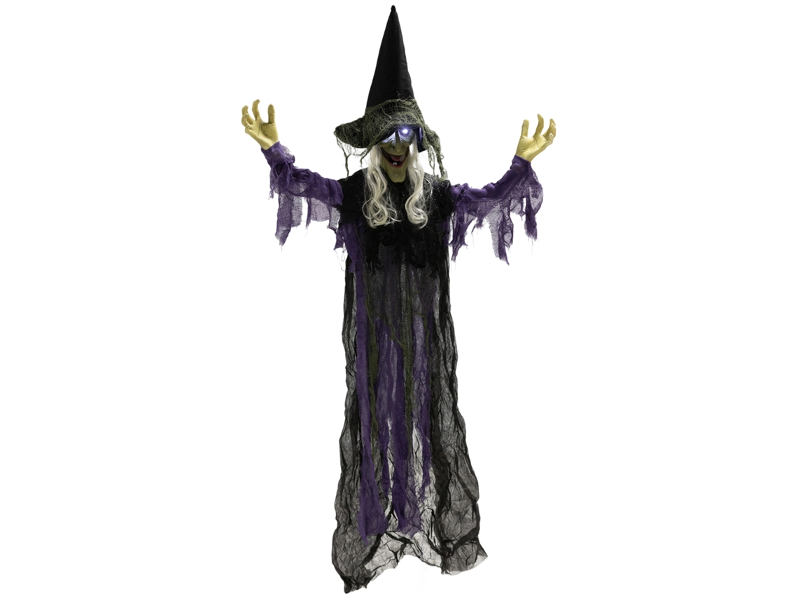 Bruxa Halloween Pendurada 183cm Com Led