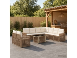 Vidaxl Conjunto De Sofá De Jardim 10 Unid. Bege E Branco Creme Vime Pe