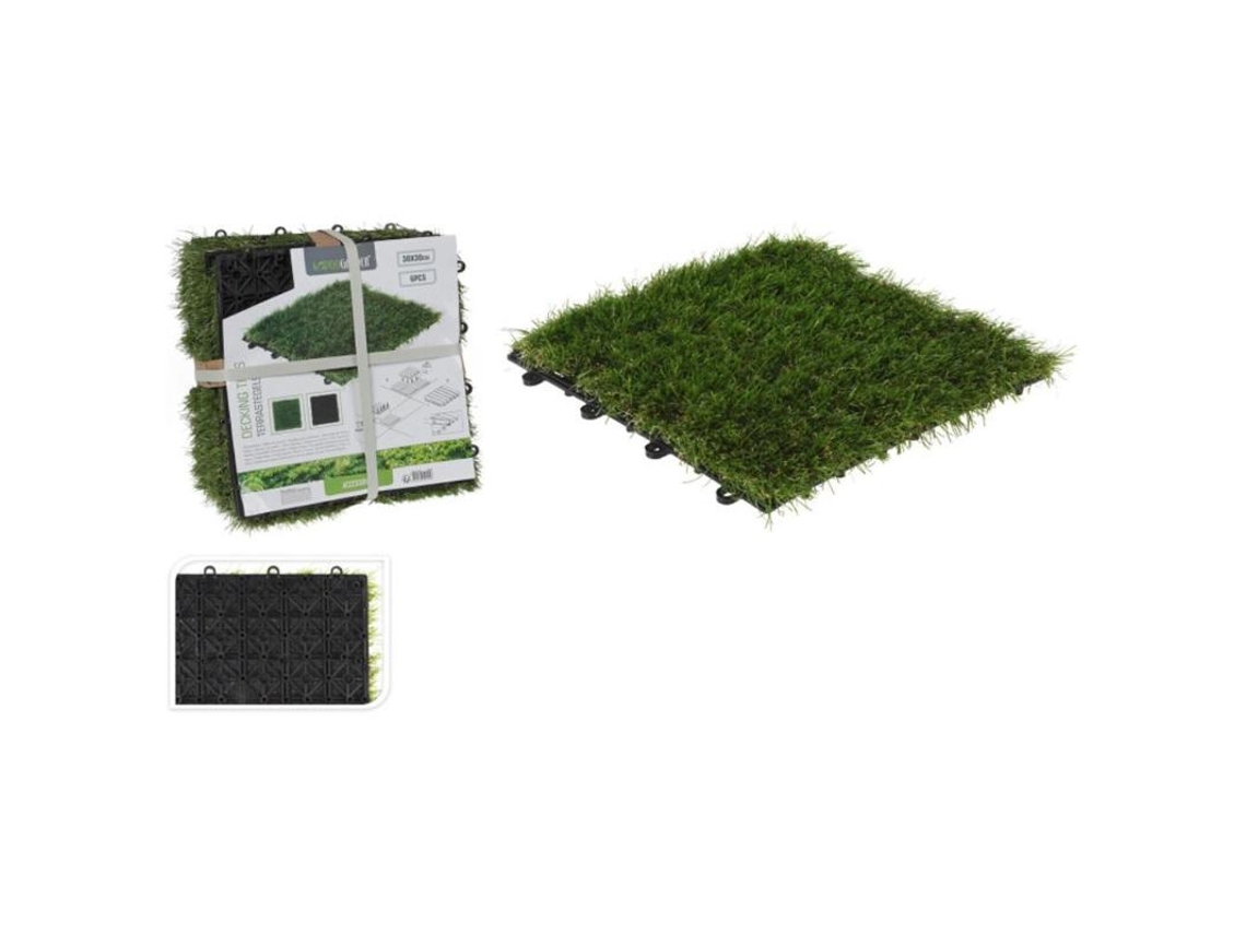 Conjunto de 6 pastilhas de grama artificial 30x30 cm IPAE-PROGARDEN