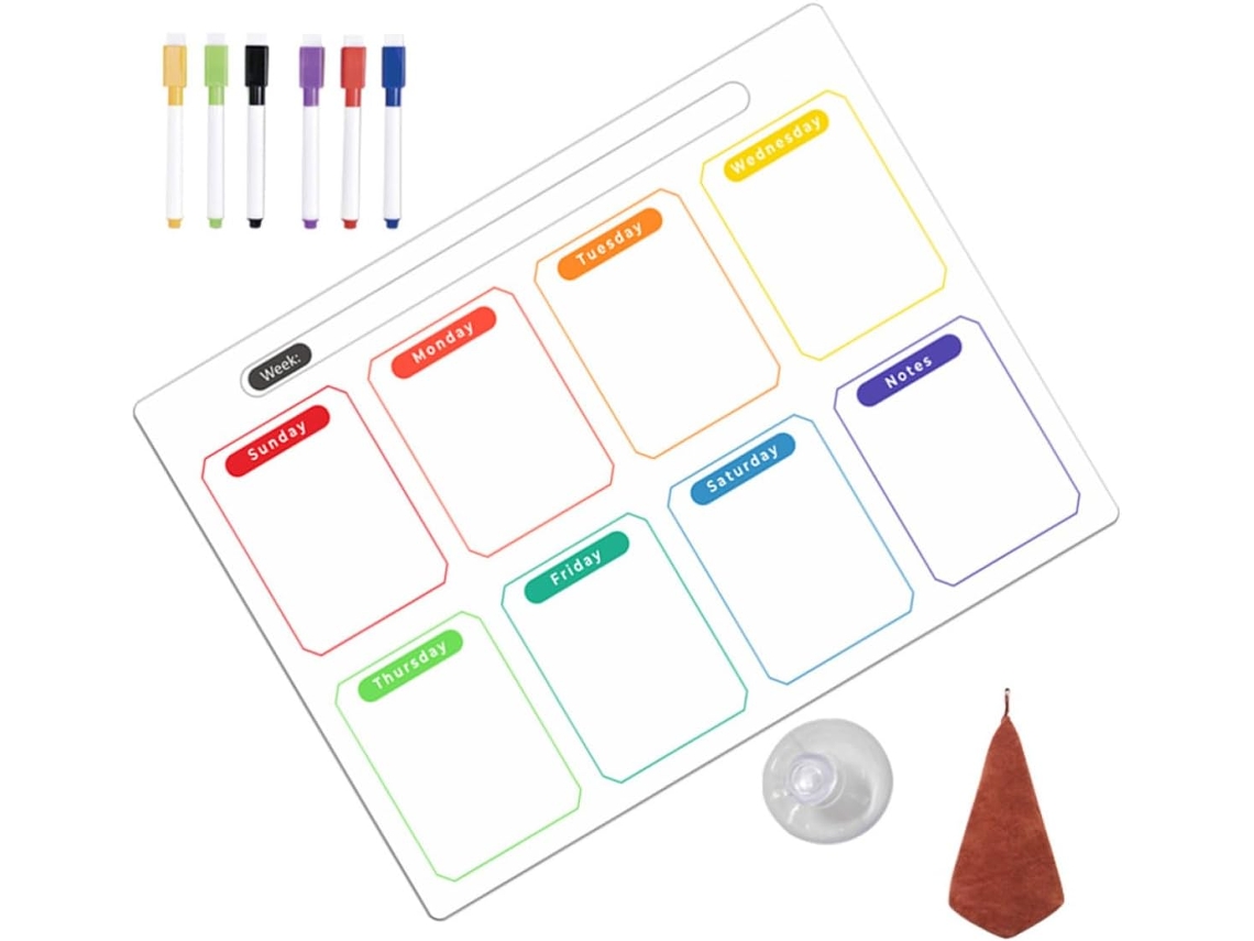 Tableau Blanc Magnétique Para Refrigerador, Calendrier Hebdomadaire, Pvc Et Tissu, Effaçable À Sec