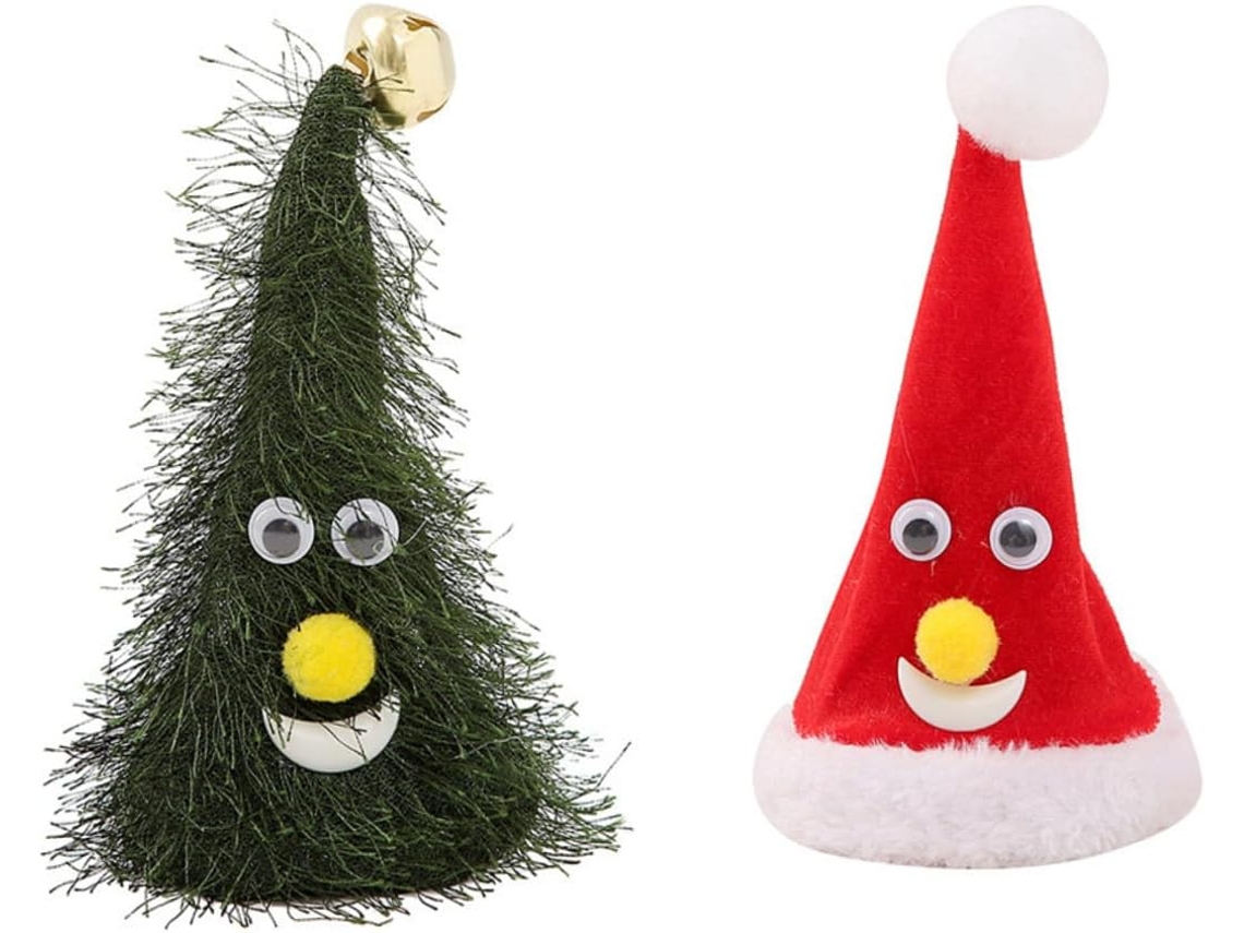 De 2 Enfeites Elétricos De Árvore De Natal Com Chapéus De Pelúcia, Decoração Festiva Para Escritório E Sala De Estar, Gokoco