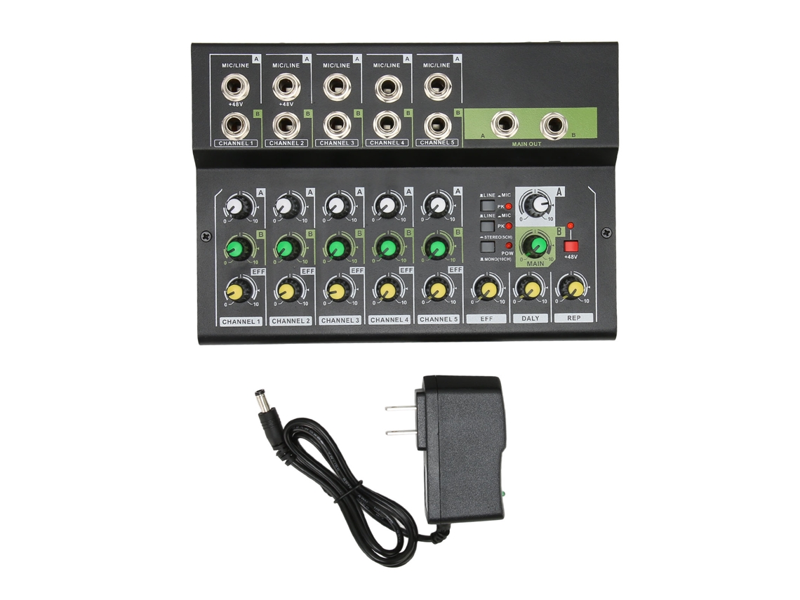 Mixer Mali compacto 10 canais com baixo ruído para gravação e transmissão ao vivo