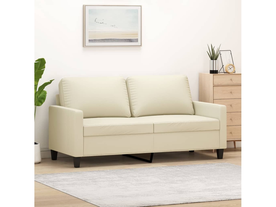 Vidaxl Sofá De 2 Lugares 140 Cm Couro Artificial Cor Creme