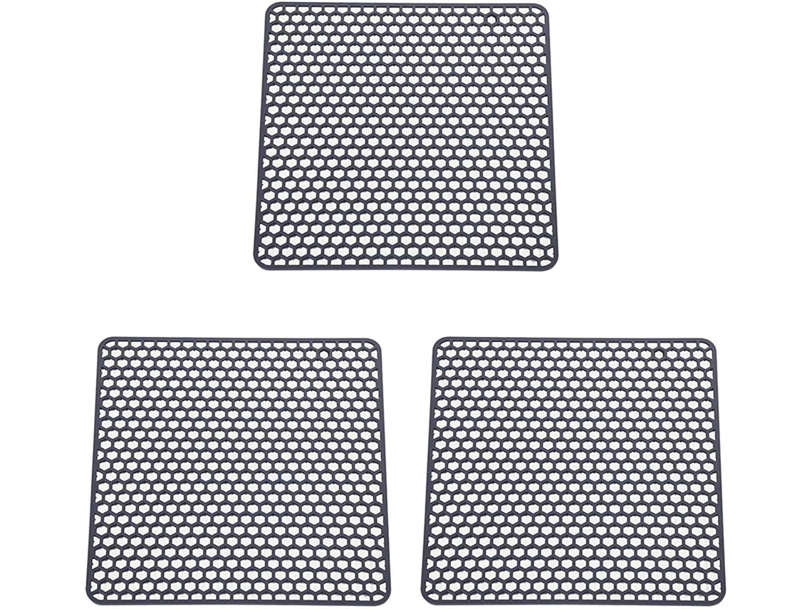 Conjunto De 3-tapetes Protetores Silicone Para Bancada, Para Utensílios De Cozinha E Louças Cinza