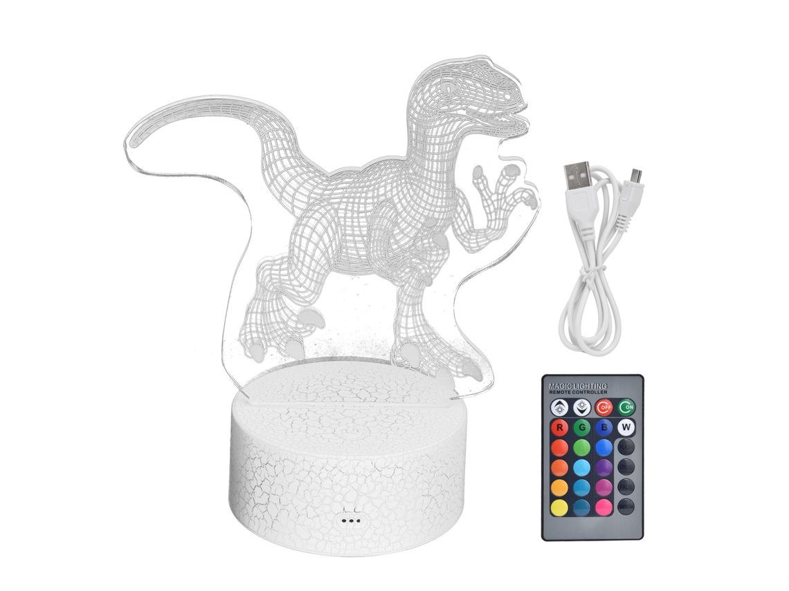 2026 lâmpada Noturna Dinossauro 3d 16 Cores 4 Modos Rgb Ajustável Controle Táctil e por Controle Remoto