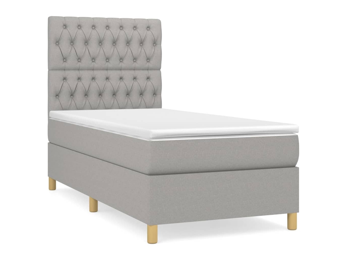 Cama com Molas e Colchão Tecido Cinzento Claro MAISON EXCLUSIVE (90x190 cm)