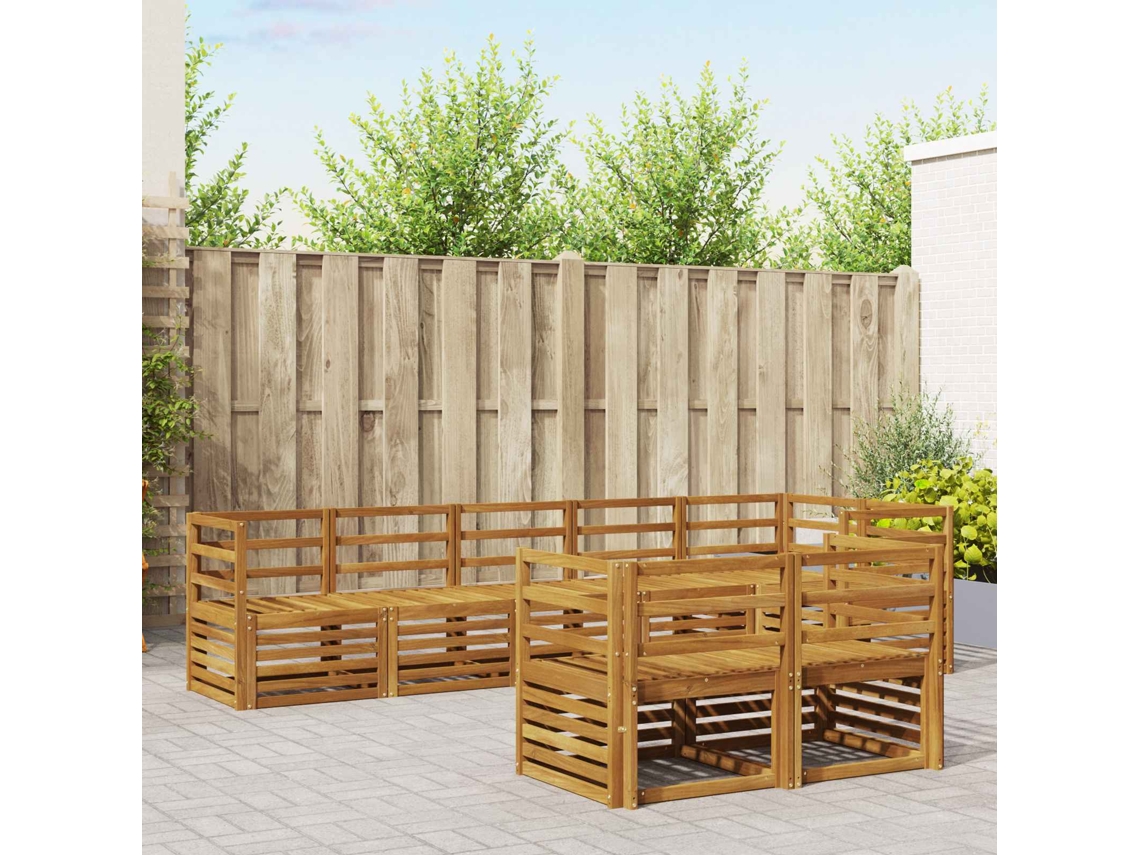 Vidaxl Conjunto De Sofás Para Exterior 8 Unid. Natural Poliéster