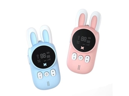 Talkie Walkie 3km Rosa Azul 16x15x6cm Pacote Com 2 Brilvibera